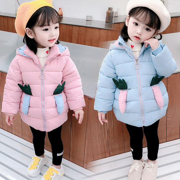 Kapuutsi ja paelaga talvine laste jope tüdrukutele