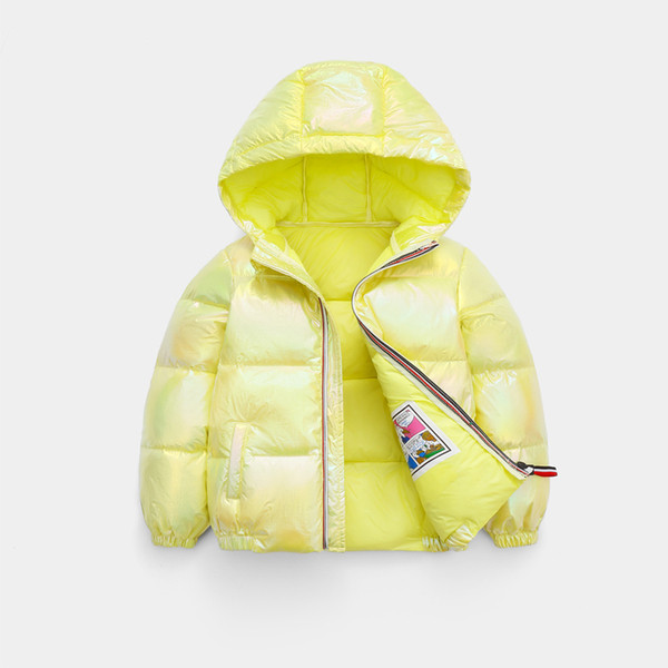 Παιδικό μπουφάν για κορίτσια και αγόρια με γυαλιστερό αποτέλεσμα και κουκούλα