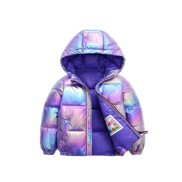 Παιδικό μπουφάν για κορίτσια και αγόρια με γυαλιστερό αποτέλεσμα και κουκούλα