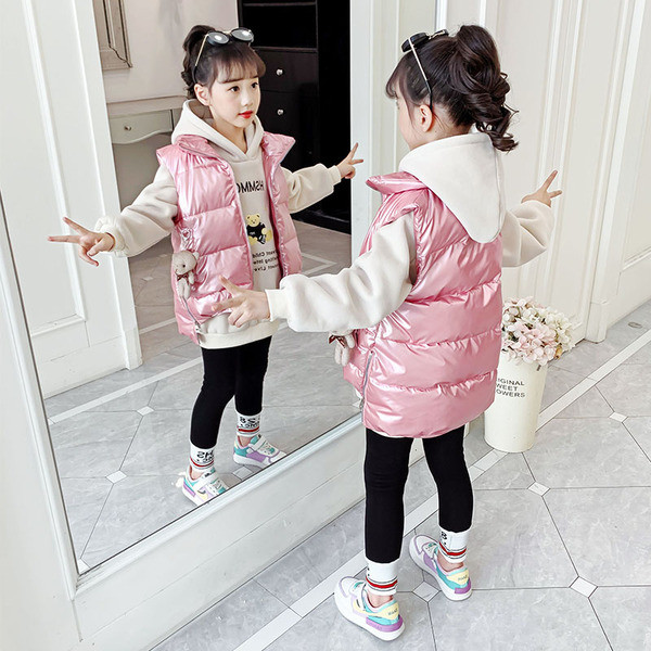 Dječji zimski prsluk s kapuljačom - za djevojčice