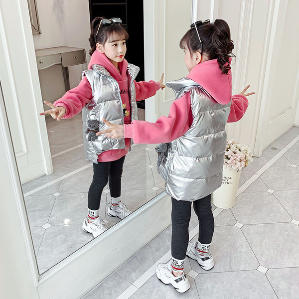 Dječji zimski prsluk s kapuljačom - za djevojčice