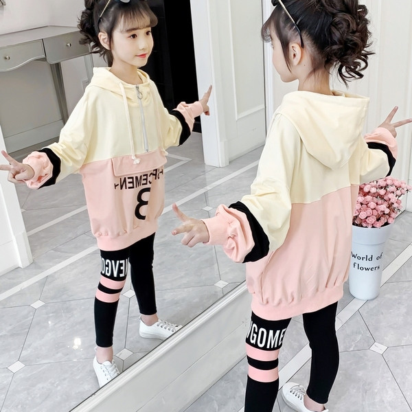 Igapäevane lastekomplekt tüdrukutele sääristest ja dressipluusidest