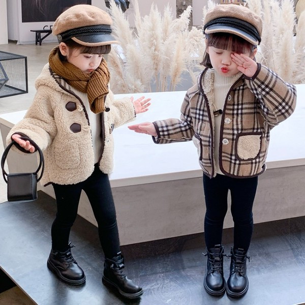 Καθημερινό παιδικό μπουφάν με κουκούλα και κουμπιά κατάλληλα για κορίτσια