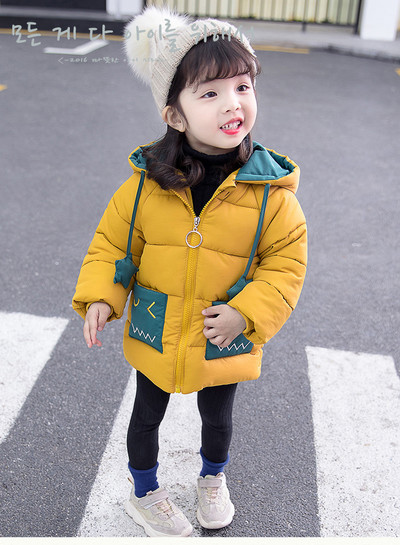 Kapuutsi ja taskutega laste vabaaja jope tüdrukutele