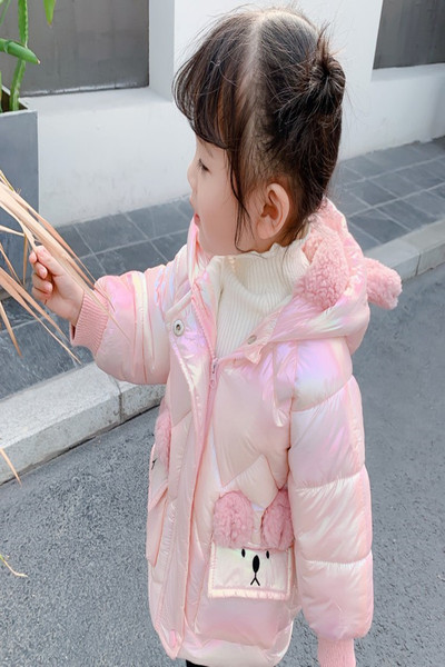 Zimska dječja jakna s kapuljačom i 3D elementima za djevojčice