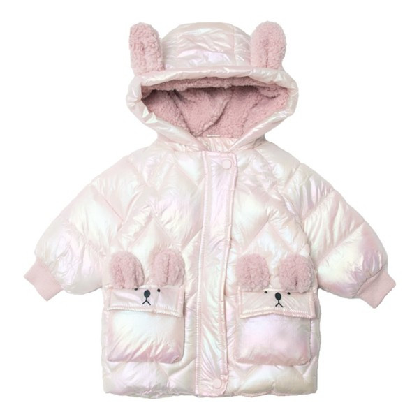 Zimska dječja jakna s kapuljačom i 3D elementima za djevojčice