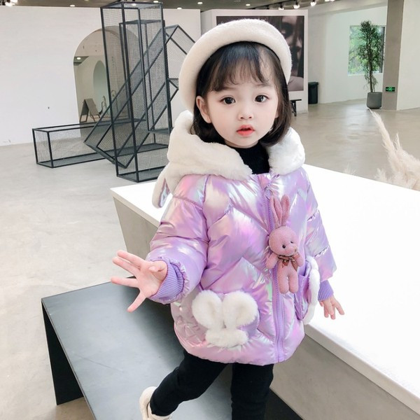 Moodne 3D elemendi ja taskutega laste jope tüdrukutele