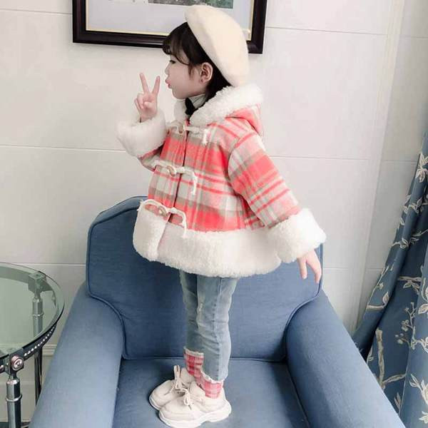 Καθημερινό παιδικό καρό παλτό για κορίτσια