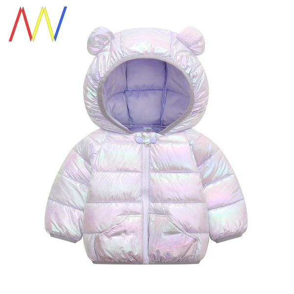 Φθινόπωρο-χειμερινό μπουφάν με γυαλιστερό εφέ κατάλληλο για αγόρια και κορίτσια - δύο μοντέλα