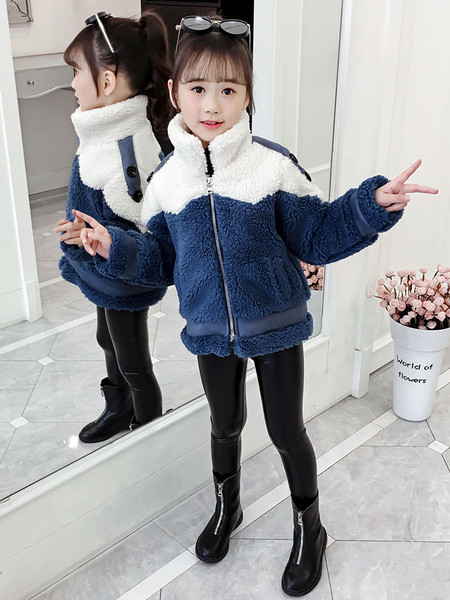 Παιδικό μπουφάν χειμερινό με ψηλό γιακά και τσέπες - για κορίτσια