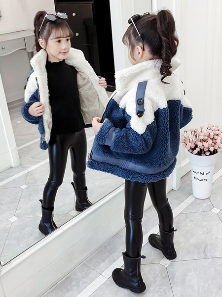 Παιδικό μπουφάν χειμερινό με ψηλό γιακά και τσέπες - για κορίτσια