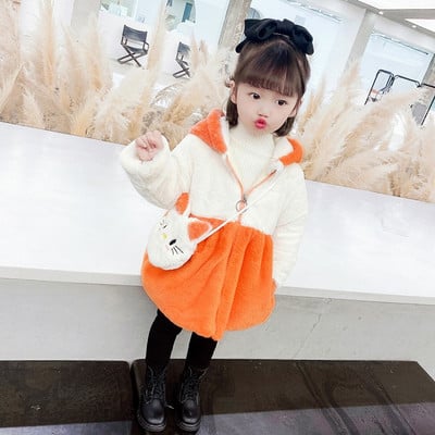 Moodne tõmbluku ja kapuutsiga laste jope, mis sobib tüdrukutele