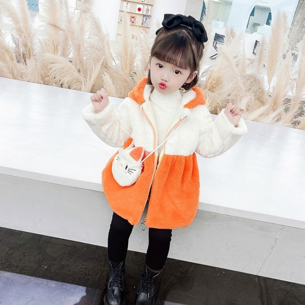 Moodne tõmbluku ja kapuutsiga laste jope, mis sobib tüdrukutele