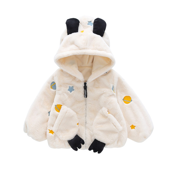 Φθινοπωρινό  παιδικό μπουφάν για κορίτσια με κουκούλα και κέντημα