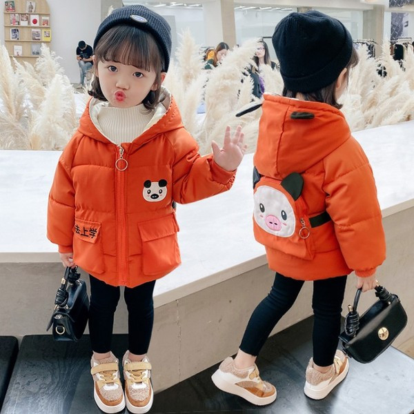 Tüdrukule sobiv kapuutsiga ja aplikatsiooniga laste vabaaja jope