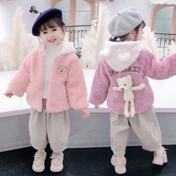 Παιδικό μπουφάν με τρισδιάστατο στοιχείο και κουκούλα για κορίτσια