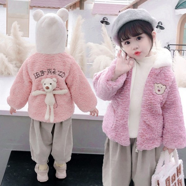 Παιδικό μπουφάν με τρισδιάστατο στοιχείο και κουκούλα για κορίτσια