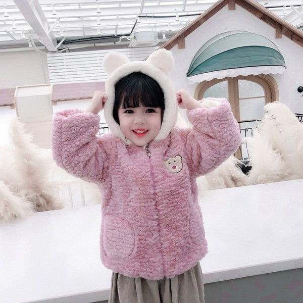 Παιδικό μπουφάν με τρισδιάστατο στοιχείο και κουκούλα για κορίτσια