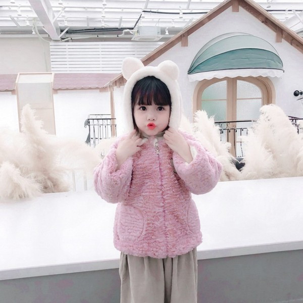 Παιδικό μπουφάν με τρισδιάστατο στοιχείο και κουκούλα για κορίτσια