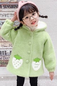 Φθινοπωρινό παιδικό μπουφάν για κορίτσια με κουκούλα και κουμπιά