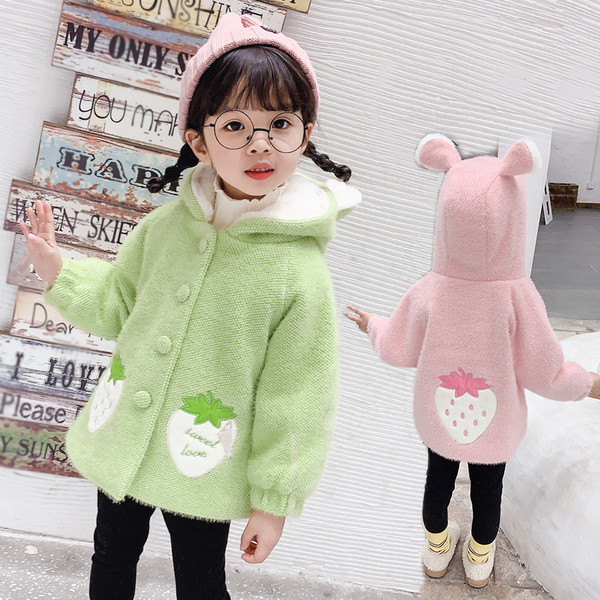 Φθινοπωρινό παιδικό μπουφάν για κορίτσια με κουκούλα και κουμπιά