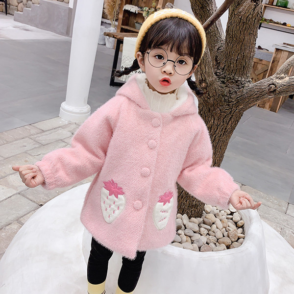 Φθινοπωρινό παιδικό μπουφάν για κορίτσια με κουκούλα και κουμπιά