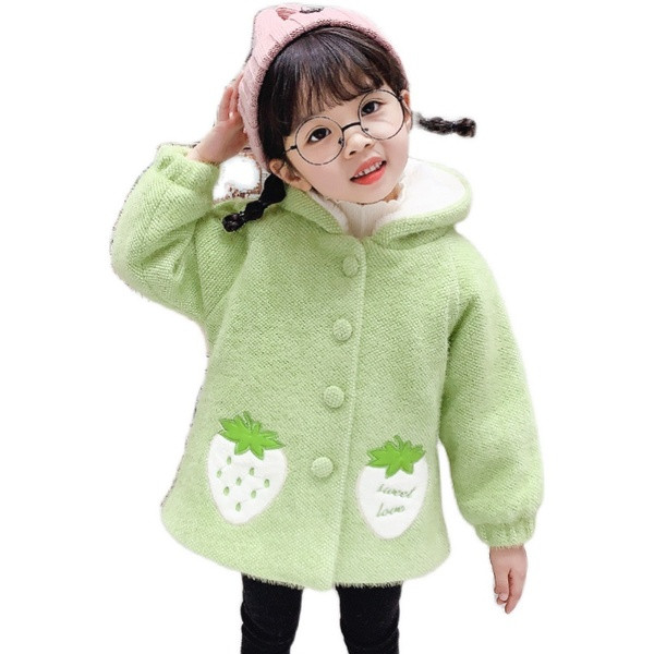 Φθινοπωρινό παιδικό μπουφάν για κορίτσια με κουκούλα και κουμπιά