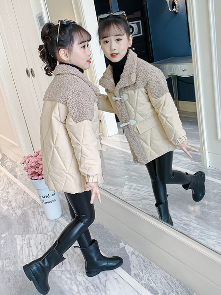 Χειμερινό παιδικό μπουφάν για κορίτσια με τσέπη και γούνα σρον γιακά