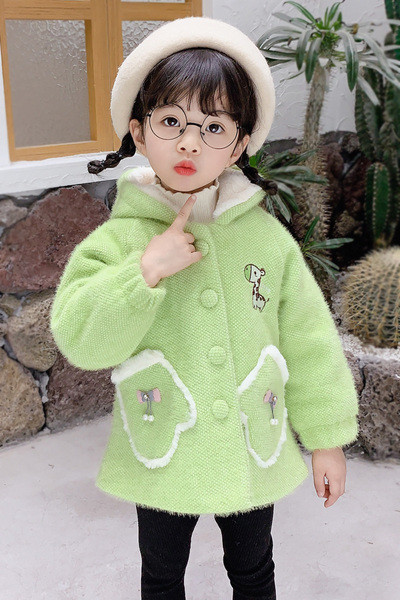 Παιδικό μπουφάν για κορίτσια με κουκούλα και κέντημα