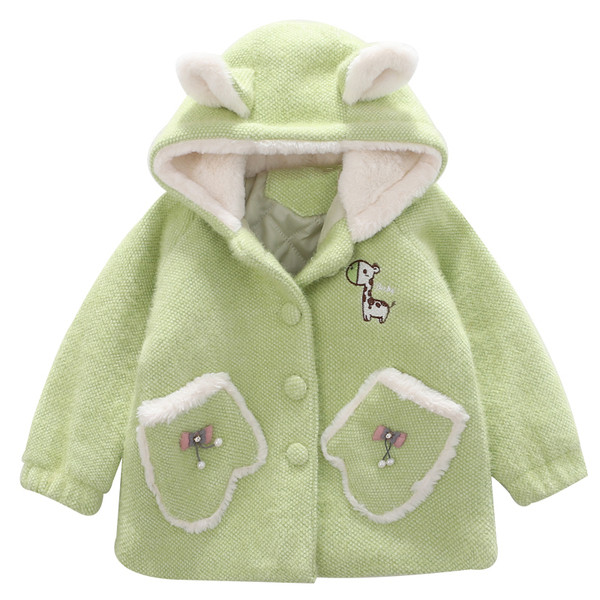 Παιδικό μπουφάν για κορίτσια με κουκούλα και κέντημα