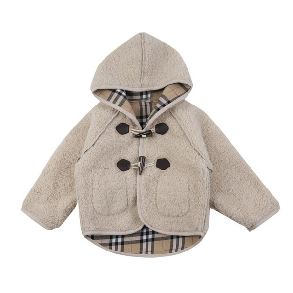 Beeži värvi kapuutsiga ja nööpidega laste sulejope