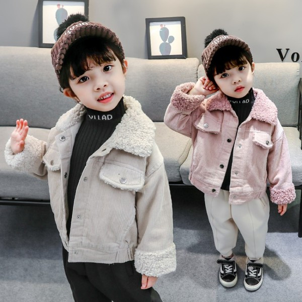 Καθημερινό παιδικό μπουφάν με κουμπιά και απαλή επένδυση για κορίτσια