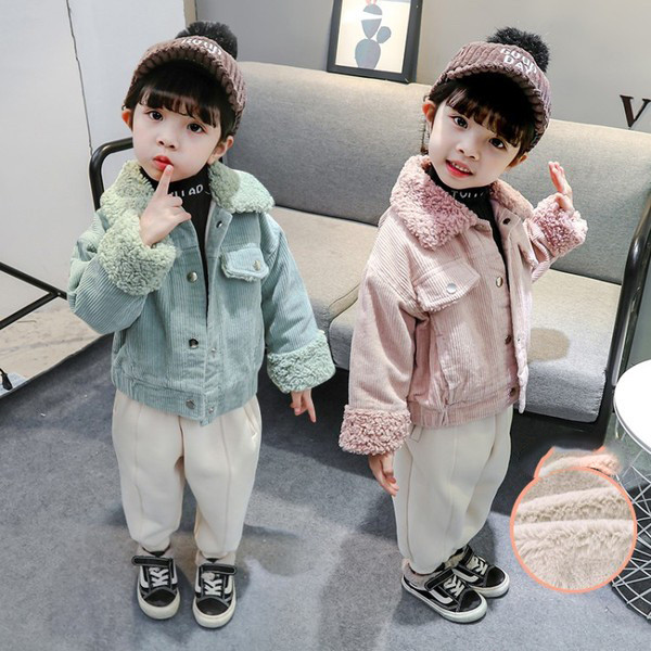 Καθημερινό παιδικό μπουφάν με κουμπιά και απαλή επένδυση για κορίτσια