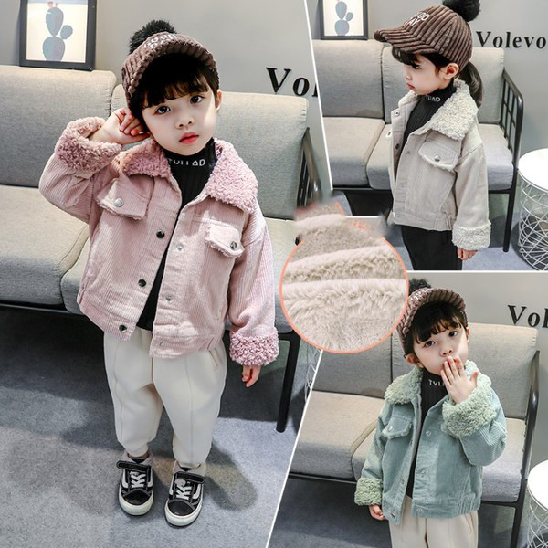 Καθημερινό παιδικό μπουφάν με κουμπιά και απαλή επένδυση για κορίτσια