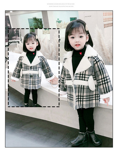 Παιδικό παλτό καρό για κορίτσια με κουμπιά