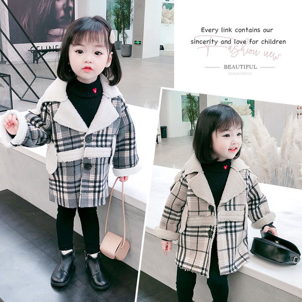 Παιδικό παλτό καρό για κορίτσια με κουμπιά