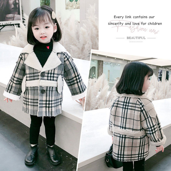 Παιδικό παλτό καρό για κορίτσια με κουμπιά