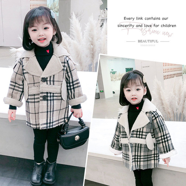 Παιδικό παλτό καρό για κορίτσια με κουμπιά