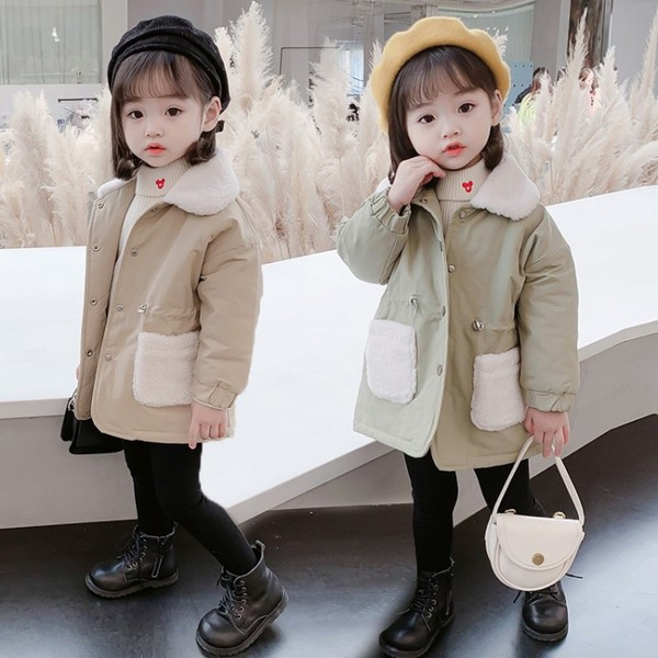 Moodne sule ja nööpidega laste jope - tüdrukutele