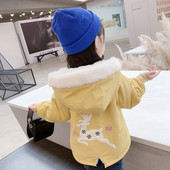 Tüdrukule sobiv vabaaja kapuutsiga ja udusulgedega laste jope