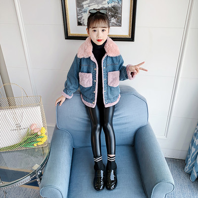 Pehme voodriga laste talvine teksajakk - tüdrukutele