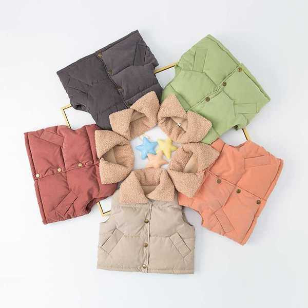 Φθινοπωρινό γιλέκο με γούνα και κουμπιά για κορίτσια