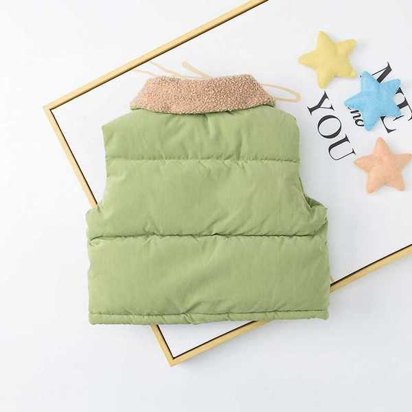 Φθινοπωρινό γιλέκο με γούνα και κουμπιά για κορίτσια