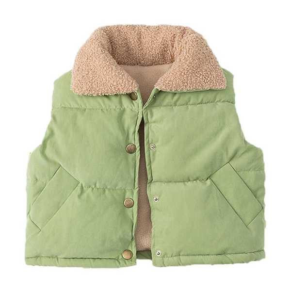 Φθινοπωρινό γιλέκο με γούνα και κουμπιά για κορίτσια