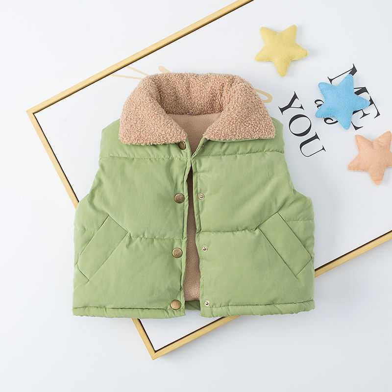 Φθινοπωρινό γιλέκο με γούνα και κουμπιά για κορίτσια