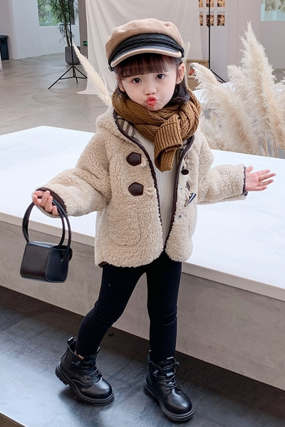 Νέο μοντέλο παιδικό μπουφάν διπλής όψης για κορίτσια με κουκούλα