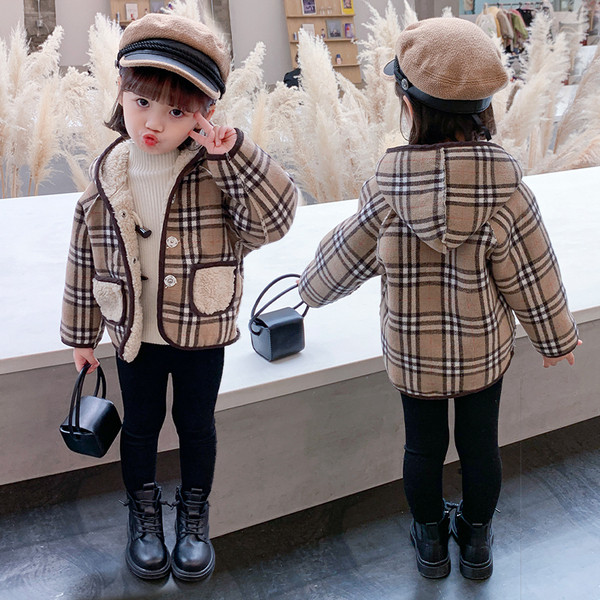 Νέο μοντέλο παιδικό μπουφάν διπλής όψης για κορίτσια με κουκούλα