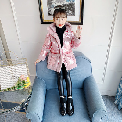 Μοντέρνο παιδικό λαμπερό χειμερινό μπουφάν