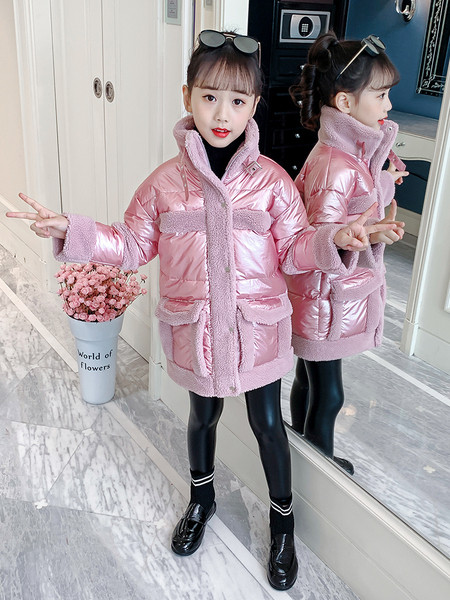 Μοντέρνο παιδικό λαμπερό χειμερινό μπουφάν