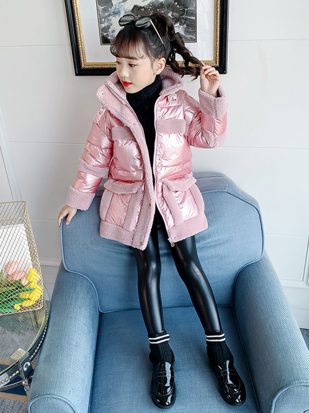 Μοντέρνο παιδικό λαμπερό χειμερινό μπουφάν